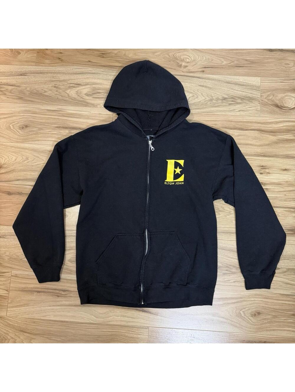 Elton John Farewell Yellow Brick Road Tour Zip Hoodie Black Size L